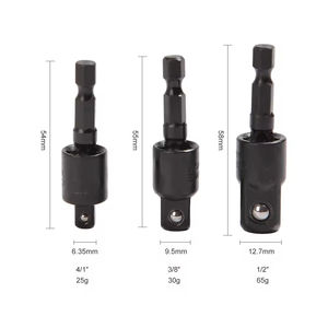 محول جلبة مثقاب كهربائي أسود بمقبض سداسي CRV برأس مربع يربط بين قضيب - Product Image 3