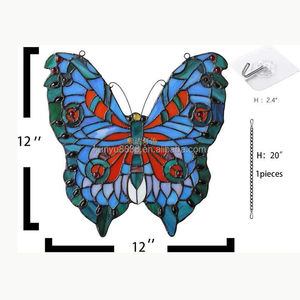Butterfly Design 30 CM Diameter Solid China Stained Glass Church <b>Window</b> Panel Curtain Wall Dining Gym Hotel Bedroom Sun <b>Lighting</b> - Product Image 4
