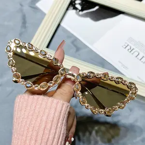 Cat Eye Fashion Vintage Sunglasses Women's Anti-uv Eyewear Shades Female Rimless Square Wholesale Ladies Sunglasses 3562