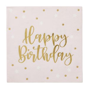 Serviettes en papier d'élimination 13x13 pouces 3 plis déjoué droit rose joyeux anniversaire 18gsm papier de pâte de bois carré - Product Image 6