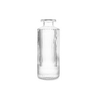 Décoration d'intérieur, bouteille en verre transparente à rayures verticales vintage vide de 150 ml avec boule en verre et bouchon en caoutchouc