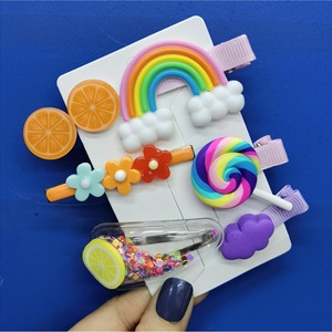 Barrettes à cheveux mignonnes en silicone en forme de nuage arc-en-ciel et de sucette pour enfants, usage quotidien, fabriquées en Chine - Product Image 3