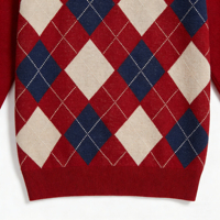 Pull en tricot à col rond pour homme, motif Argyle, style rétro preppy, décontracté, manches longues, pull pour homme
