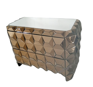 Bronze Brown Color <strong>Mirrored</strong> 3D Facet Three Drawers Chest Dressing <strong>Table</strong> for Living Room Bedroom Furniture - Product Image 2