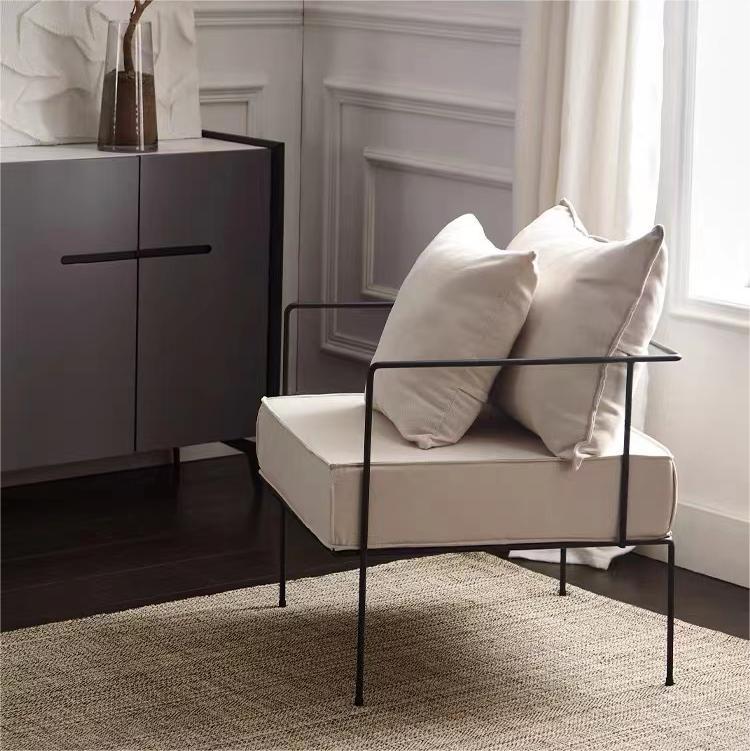 Luxury relax leisure home furniture metal frame leisure modern simple fabric armchair living room chair