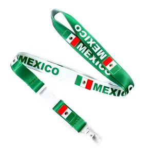 Wholesale Custom Country Flag Sports Teams Neck Strap Sport Mexican Soccer Football National Mexico Lanyard With Buckle