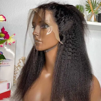 Perruques frontales sans colle en dentelle HD transparente, cheveux humains vierges indiens bruts, cuticules alignées, texture Kinky Yaki Lisse, pour femmes noires