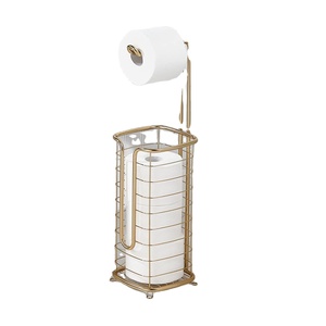 Support et distributeur de papier hygiénique sur pied <span class=keywords><strong>en</strong></span> acier avec rangement pour salle de bain, salle d'eau-Peut contenir 3 méga rouleaux de toile - Product Image 1