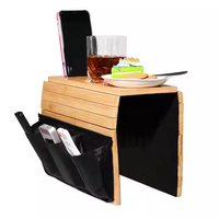Plateau pliable pour accoudoir de canapé 2026, table portable avec poches de rangement et support pour téléphone portable, porte-gobelet pour canapé