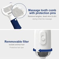 Sèche-cheveux 3-en-1 pour chiens et chats, portable, avec protection contre la surchauffe, température réglable, brosse lissante pour chiens de petite/moyenne taille