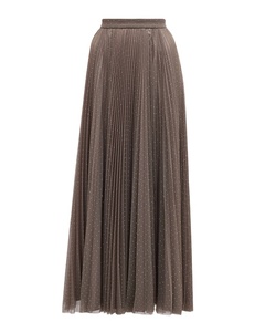2024 Winter Custom Elegant High Waist <strong>Pleated</strong> Plus Size Embellished Tulle <strong>Maxi</strong> <strong>Skirt</strong> for Women - Product Image 1