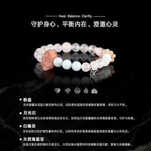 Bracelet en pierres naturelles RINNTIN GMB93, bracelet en perles d'aquamarine avec <span class=keywords><strong>pierre</strong></span> <span class=keywords><strong>de</strong></span> <span class=keywords><strong>lune</strong></span> en quartz rose, bracelet <span class=keywords><strong>de</strong></span> guérison pour le yoga, idéal pour un cadeau - Product Image 2