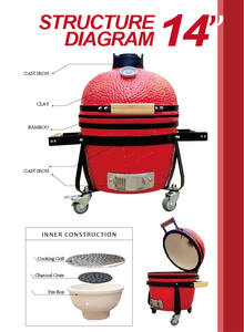 AUPLEX Asadores al por mayor: Parrillas Kamado de cerámica de 14 pulgadas para barbacoa, ahumador de mesa para camping familiar, uso en jardín/exterior, para asar/rostar - Product Image 2
