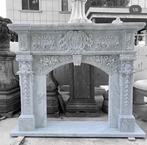Al aire libre blanco francés moderno tallado mármol envolvente <span class=keywords><strong>chimenea</strong></span> marco decoración piedras - Product Image 3
