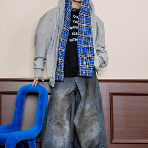 New Trends Vintage Spring Shirt Hood Design Cropped <b>Cardigan</b> Jacket Double Layer Hooded <b>Zip</b> <b>up</b> Boxy Hoodies - Product Image 2