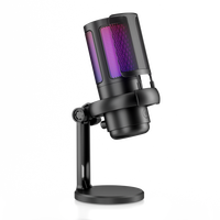 Komputer Tiongkok harga rendah mikrofon USB perekam RGB Desktop Esports siaran langsung Noise Cancelling ABS Cardioid berkabel
