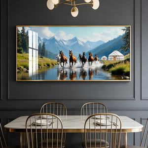 Peintures murales personnalisées en porcelaine cristalline de chevaux, décorations d'intérieur, tableaux encadrés d'animaux, décoration de salon, impression HD - Product Image 2