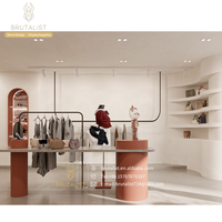 Idées de présentation de vêtements simples Présentoir de meubles de magasin de tissus en bois personnalisé Présentoir de jeans de magasin d'intérieur