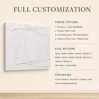Art mural en relief 3D, toile texturée blanche 80x120cm, lignes géométriques pour la décoration moderne du salon, décoration murale prête à accrocher