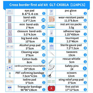 Kit de Primeros Auxilios para Viajes y Campamento al Aire Libre, 24 Categorías, 127 Piezas, Kit de Supervivencia de Emergencia Transfronterizo con Equipo de Seguridad y Supervivencia - Product Image 4