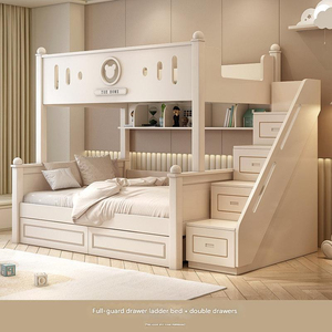 Cama litera moderna de madera DK Board-Wood para niñas, con diseño de princesa, doble, alta y baja, ecológica, cómoda, con tapicería de poliéster, cama para niños - Product Image 6