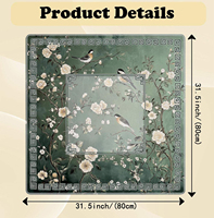 Tapis de jeu de mahjong vert chinoiserie personnalisé, antidérapant, insonorisant, motif oiseaux et fleurs, accessoires pour poker et dominos