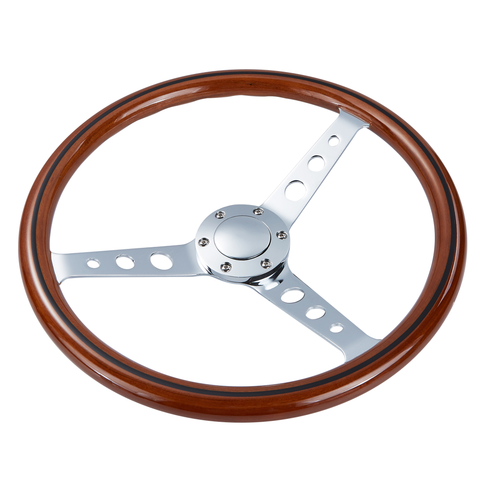 Classic Wood Boat Steering Wheel - 15 Inch Wooden Wheel