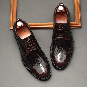 Chaussures habillées pour hommes de haute qualité - Semelle épaisse, bout rond, patchwork, lacets, respirantes, décontractées, pour mariage - Product Image 6