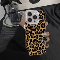 Coque de Téléphone Antichoc en PC Léopard Doré Tendance Housse Étui pour iPhone 17 16 E Plus 15 14 11 13 12 Pro Max 7 8 Plus X XR XS