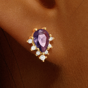 CANNER - Aretes de Plata de Ley 925 con Circonita Cúbica Morada en Forma de Gota de Agua para Mujer, Regalos - Product Image 5