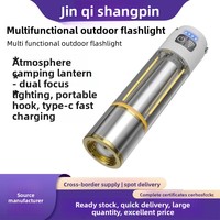 Linterna de Nuevo Estilo con Potente Haz Láser, Cuerpo de Aleación de Aluminio, Enfoque Ajustable, Recargable, Portátil, Uso en Exteriores, Luz Dual