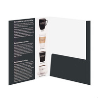 Papel negro A4 tamaño carta carpetas de archivos de documentos carpetas de presentación de empresa personalizadas con bolsillos y ranura para tarjeta de visita