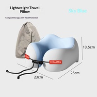 Oreiller de voyage et de bureau moderne en coton brodé en forme de U, réglable, lavable, promotionnel, portable, pour soutien cervical en voiture