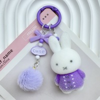 Porte-clés poupées lapin Miffy en peluche colorées en coton et polyester, pendentif mignon pour téléphone portable DIY, 8 cm, anti-stress, pour l'exportation