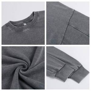 T-shirts à manches longues en coton de haute qualité 350 GSM, effet délavé, coupe ajustée, impression personnalisée de votre logo, sweats à capuche pour hommes sur mesure - Product Image 4