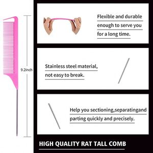 Venta Directa de Fábrica: Set de 3 Peines para Peinar el Cabello, Peine de Cola de Rata de Plástico y Cepillo para Bordes, Set de Cepillos para Dar Volumen al Cabello - Product Image 5