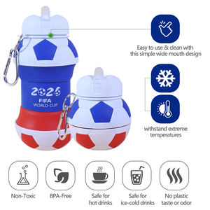 新しいデザインリークプルーフBPAフリー折りたたみ式ドリンクウェア非毒性子供用シリコーンウォーターボトル子供用ドリンクウェア - Product Image 4