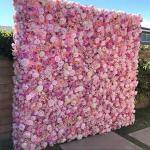 3D di simulazione di seta arrotolare il pannello a goccia della parete del fiore 8ft X 8ft rosa di nozze rosa artificiale del fiore della parete per la decorazione - Product Image 1