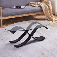 Table basse moderne minimaliste en verre trempé, design à double niveau, idéale pour les petits appartements, salons, bureaux et locations.