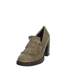 Mocassins à talon bloc en daim taupe pour femme - Product Image 6