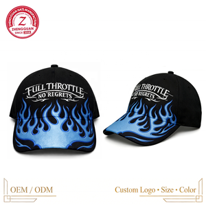 Gorra de Béisbol Azul con Bordado de Llamas, Forro de Seda, Visera Curva, Estilo Urbano y Motociclista, para Hombre, con Logotipo Personalizado - Product Image 2