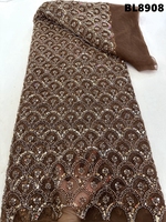 Nouvelle Tendance Ougandaise : Tissu de Robe de Soirée et de Mariage de Luxe Brodé de Paillettes et Perles sur Maille