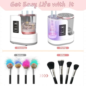 Nettoyeur et sécheur de pinceaux de maquillage électrique tout-en-un automatique, sans danger pour les poils des pinceaux, appareil portable pour le lavage des pinceaux de maquillage - Product Image 2