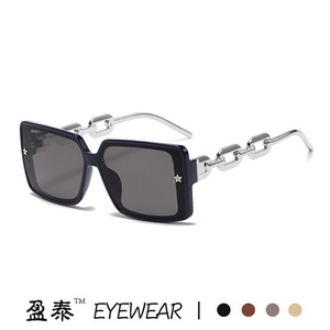 Yingtai Eyewear <b>Large</b> <b>Frame</b> Chain Temple Sunglasses UV400 PC Unisex - Product Image 5