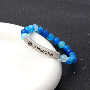 Classic Colorful Natural Stone <strong>Beaded</strong> <strong>Bracelets</strong> Custom Carve <strong>Logo</strong> Nameplate Stainless Steel Adjustable <strong>Bracelets</strong> - Product Image 5