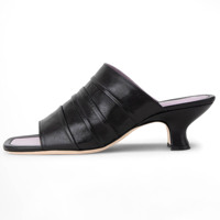 Chaussures mules pour femmes à talon moyen avec logo personnalisé Nouveau créateur de mode Qualité supérieure anti-froissement en cuir haut de gamme