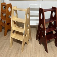 Chaise en échelle moderne à double usage en bois massif Tabouret d'intérieur pliable multifonctionnel Escalier à chevrons Poufs d'intérieur