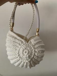 Handmade Crochet Túi Kit dệt túi bên bờ biển vỏ ốc xà cừ Crossbody Túi ngọc trai dây đeo vai <span class=keywords><strong>Seashell</strong></span> Ví Bộ dụng cụ dệt kim - Product Image 2