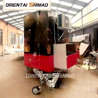 Camion de restauration mobile personnalisé en fibre de verre et aluminium, avec cuisine entièrement équipée, pour la vente de burgers et de grillades.