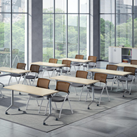 Grands Furniture Table de conférence contemporaine ergonomique extensible à plateau rabattable, bureau de formation mobile avec roulettes verrouillables pour bureau